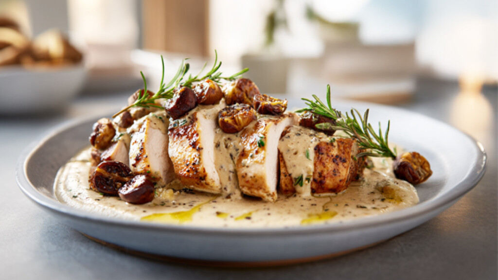 Tagliata di pollo e tacchino con crema di castagne e rosmarino - agliata-pollo-tacchino-castagne-rosmarino