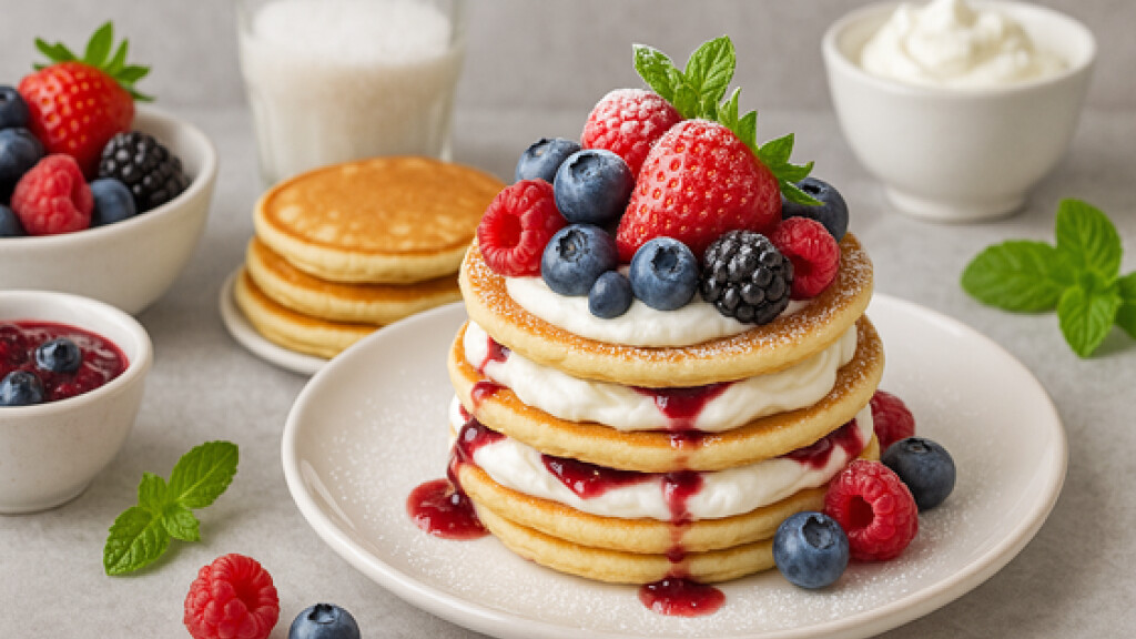 Pancake con creme golose e frutti rossi - pancake-creme-golose-frutti-rossi.