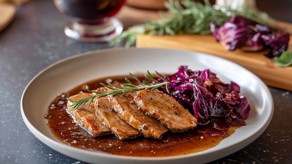 Fettine di vitello al vino rosso e radicchio - fettine-vitello-vino-rosso-radicchio