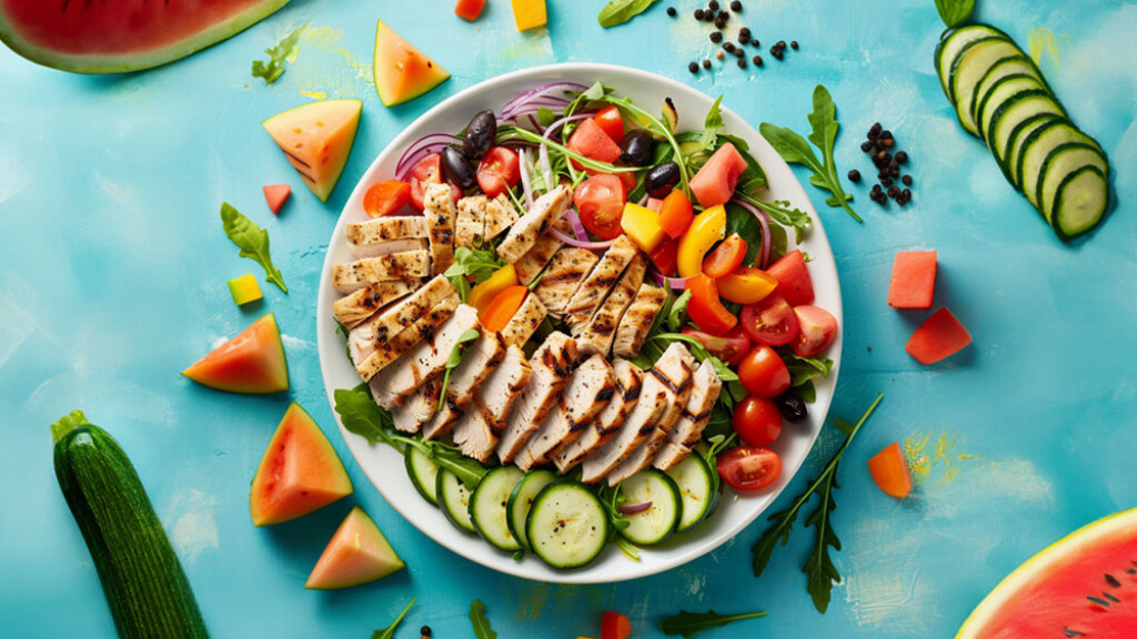 Insalata Estiva di Rucola, Tacchino e Anguria - insalata-estiva-rucola-tacchino-anguria