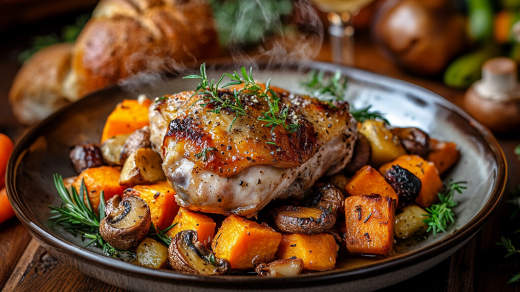 Tacchino al Forno con Verdure Autunnali - tacchino-al-forno-con-verdure-autunnali-funghi-zucca