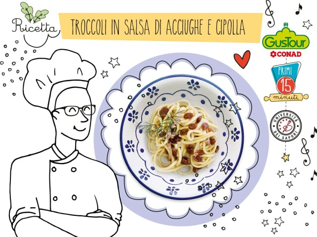 Troccoli in salsa di acciughe e cipolla