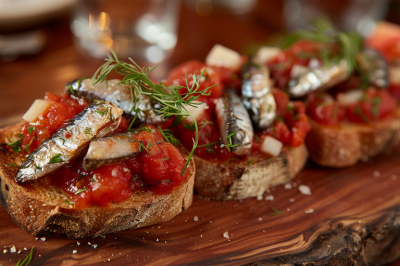 Bruschetta con sardine marinate