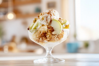 Bicchiere fit con gelato Zero Zuccheri Piacersi Conad, cereali integrali e miele - coppa-gelato-piacersi-conad